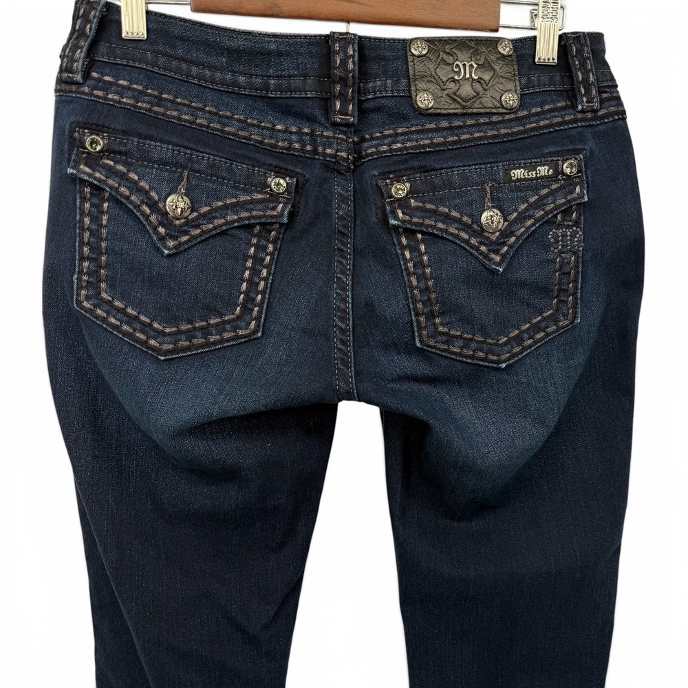 Miss Me Signature Skinny Jeans Womens 30 Dark Wash Low Rise Flap Pocket Stretch - Picture 3 of 13